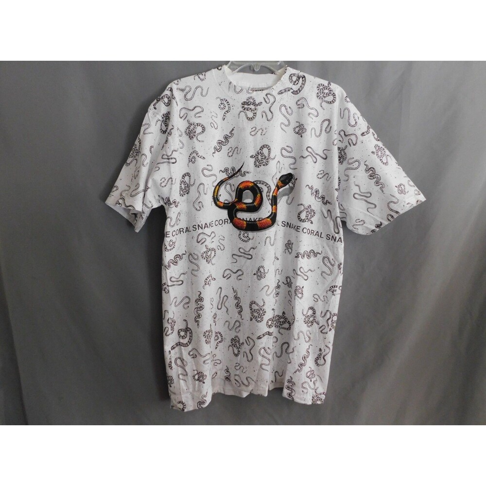 Snake Coral T-Shirt Men's White Tee with Snakes Tee Size XLarge